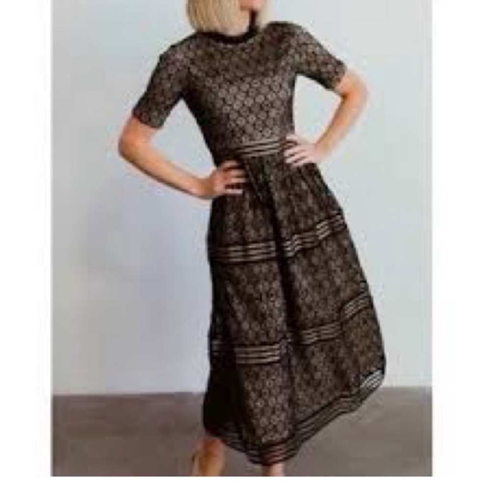 Baltic Born Black Lace Midi Dress